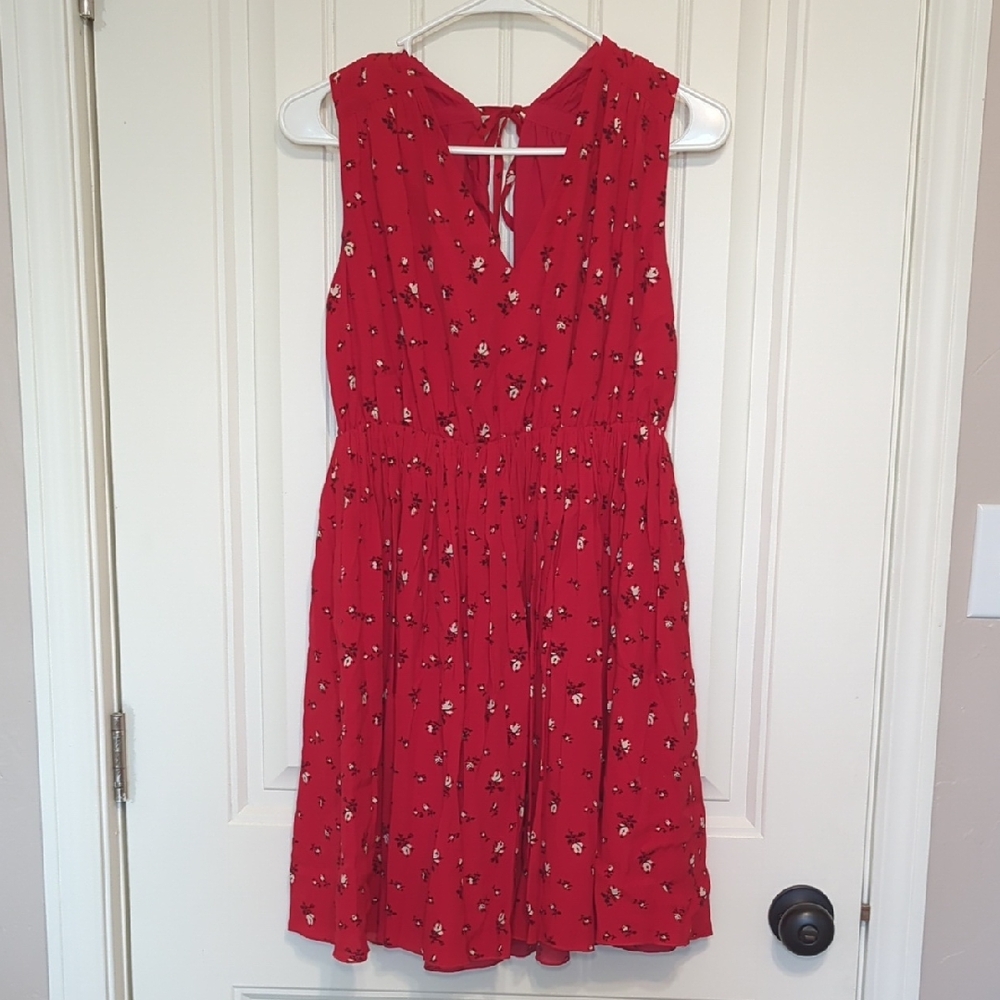 Red Floral Madewell Sun Dress Size M